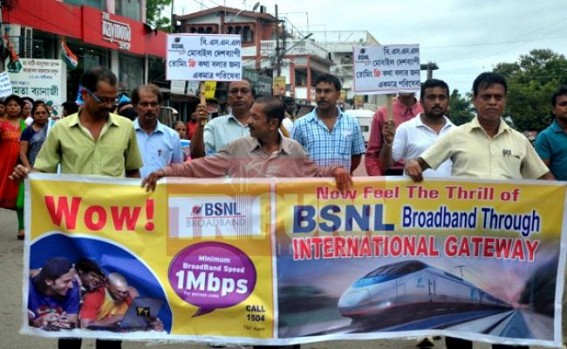 BSNL Launched Free National Roaming service: BSNL employees staged rally  